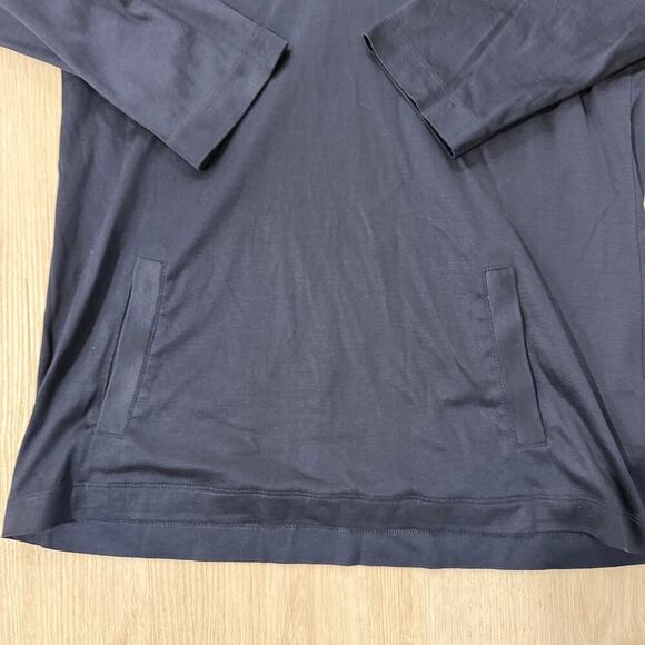 Brooks Brothers Navy Blue Pullover V Neck Collared Top Kangaroo Pockets Medium - Picture 2 of 4